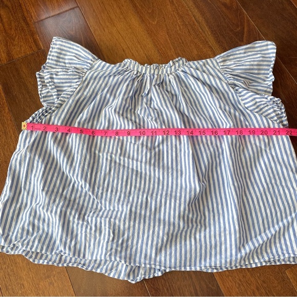 Trovata Birds of Paradise Carla High Neck Blouse Blue White Striped Top XS - Picture 12 of 15